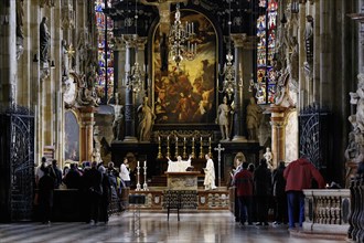 St. Stephen's Cathedral, Cathedral Church of St. Stephen in Vienna, interior view, landmark of