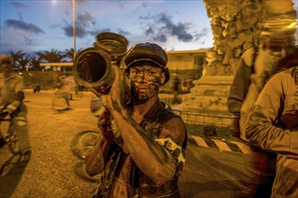 As soldiers costumed people. Carnival. Mindelo. Cabo Verde. Africa