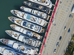 Aerial view, Mediterranean Yacht Show, harbour, Nafplio, Nauplia, Nafplion, Argolis, Argolic Gulf,