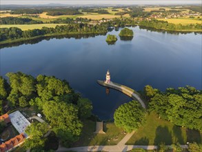 Pier with lighthouse at the Fasanenschlösschen in Moritzburg