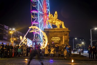 Georg GrÃ¤ÃŸler of TwoElements with his fire show at the Goldener horse-rider, where the