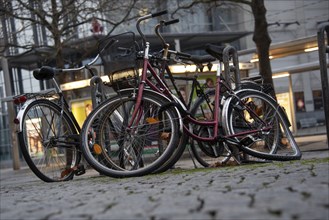 Defective bicycle, symbolic image for vandalism, destruction and theft, Magdeburg, Saxony-Anhalt,