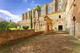 Church ruins of the Cistercian Abbey of San Galgano, Abbazia San Galgano, Gothic, Chiusdino,