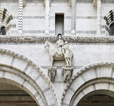 Saint Martin sharing his cloak for a beggar, copy, group of figures on the main façade, Romanesque,