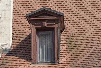 Historic roof oriel, Mühlgasse 1, Nuremberg, Middle Franconia, Bavaria, Germany, Europe