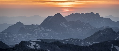 Evening mood, Dramatic mountain landscape, View from Hochkönig, Salzburger Land, Austria, Europe