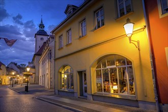 Evening street scene, old buildings, MarienstraÃŸe, Old Town, Naumburg, Saxony-Anhalt, Germany,