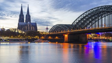 Rhine, Cologne Cathedral, Hohenzollern Bridge, Cologne, North Rhine-Westphalia, Germany, Europe