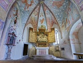 Choir with altar retable, carved altar of the Niederrotweil Madonna, late Gothic, carver Master HL,