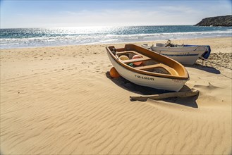 Fishing boats on the beach of Bolonia, Tarifa, Costa de la Luz, Andalucia, Spain, Europe