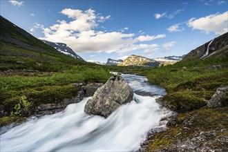 River and mountains in Reinheimen National Park, More og Romsdal, Norway, Europe