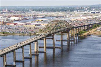 Vincent R. Casciano Memorial Bridge Bridge in Jersey City near New York Aerial view in New Jersey,