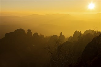 Schrammsteine in Saxon Switzerland, sunset