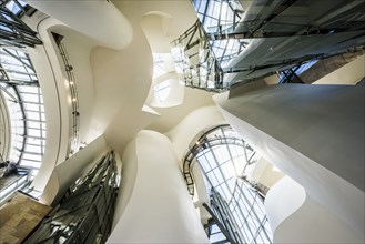 Guggenheim Museum, architect Frank Gehry, entrance hall, interior view, Bilbao, Basque Country,