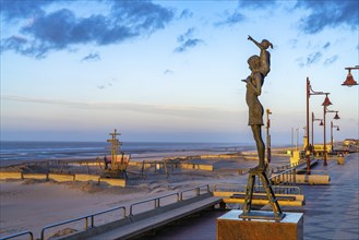 Evening on the beach promenade of De Haan, Belgium, Europe