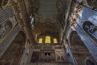 Organ loft in the Chiesa dei Santi Vittore e Carlo, built in 1650, Via Balbi, 7, Genoa, Italy,