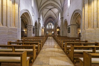 Nave and choir with late Gothic rood screen, St. Stephan's Minster, Breisach am Rhein, Kaiserstuhl,