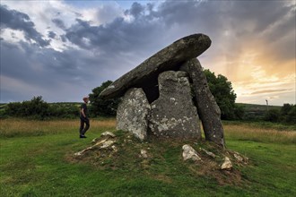 Trethevy Quoit Megalithic Stone Tomb, Dolmen, Portal Tomb, House of the Giant, Evening Sky, Tremar