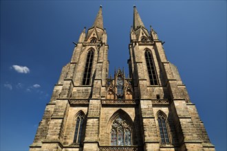 Western two-tower complex of the Elisabethkirche, Marburg an der Lahn, Hesse, Germany, Europe