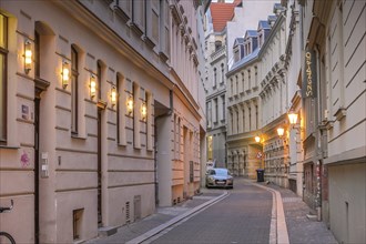 Old buildings in the historic city centre, Bölbergasse, Halle an der Saale, Saxony-Anhalt, Germany,