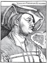 Portrait of Ulrich Varnbühler, woodcut by Albrecht Dürer, historical, digitally improved