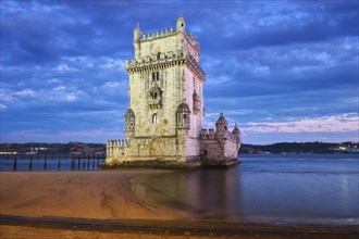 Belem Tower or Tower of St Vincent, famous tourist landmark of Lisboa and tourism attraction, on