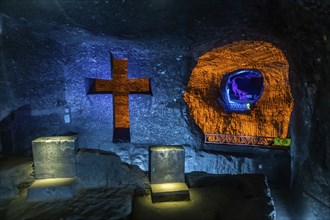 Christian cross, Salt cathedral of Zipaquira, Colombia, South America