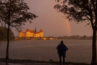 Moritzburg baroque palace with stormy sky