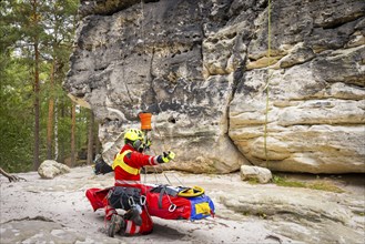 Winch rescue training of the rescue helicopter, Christoph 62, on the occasion of the 50th