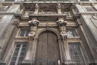 Atlases at the entrance portal Palazzo Gio Carlo Brignole, built in 1671, today used as an office