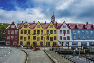 Traditional houses in the harbour of Torshavn, capital of Faroe islands, Streymoy, Denmark, Europe