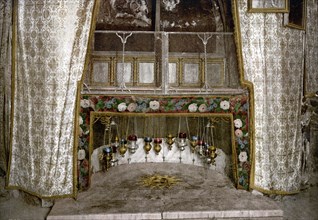 Grotto of the Nativity, Bethlehem, Holy Land, West Bank, c. 1890, Historic, digitally restored