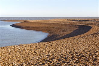 View out to North Sea from shingle beach at Shingle Street, Suffolk, England, UK