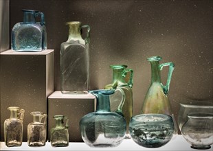 Glass vessels, 3rd-4th century, National Archaeological Museum, Villa Cassis Faraone, UNESCO World