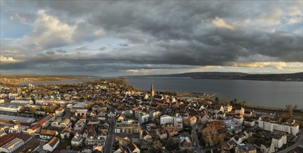 Panorama, aerial view of the town of Radolfzell on Lake Constance, district of Constance,