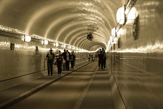 Europe, Germany, Hamburg, City, Harbour, Old Elbe Tunnel under the Elbe, restored east tunnel,