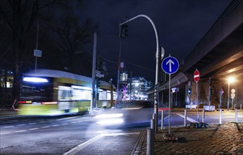 BVG tram at a road crossing at the main railway station, Berlin, 27/02/2023