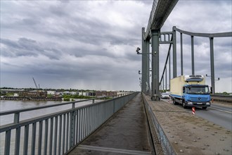 The Krefeld-Uerdingen bridge over the Rhine, between Krefeld and Duisburg, rein belt bridge from