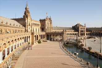 The Plaza de Espana, Seville, Spain built for the Ibero-American Exposition of 1929. It is a