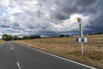 Single stop of bus line 510 between Korbach and Bad Wildungen, country road near Waldeck in North