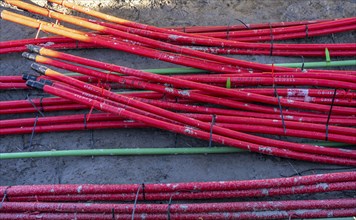 Power lines, underground cable strands that transport energy from wind turbines to central