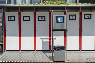 Toilets, at an open-air cinema, men's WC, toilet cubicles, Cologne, North Rhine-Westphalia,