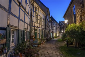 The old town centre of Hattingen, church square, at the church of St. George, half-timbered houses,