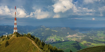 Bavarian Broadcasting Tower on the Grünten, 1738m, at sunrise, Illertal, AllgÃ¤u Alps, OberallgÃ¤u,