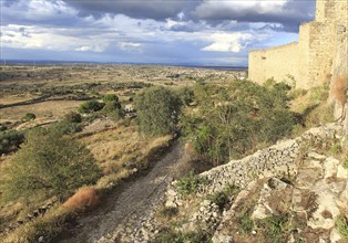 Hilltop castle in historic medieval town of Trujillo, Caceres province, Extremadura, Spain, Europe