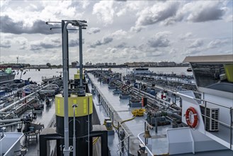 Petroleum harbour, Vopak Terminal Europoort, crude oil tank farm, over 99 large tanks, and 22