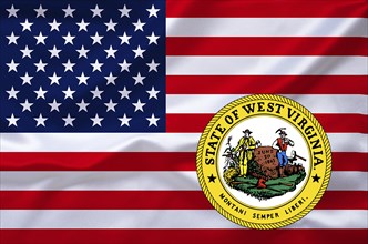 The flag of the USA and the coat of arms of West Virginia, Studio