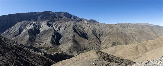 Mountain landscape on the Tizi-n-Tichka pass road, High Atlas, Morocco, Africa