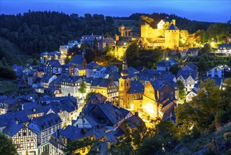 The town of Monschau, in the Eifel, on the river Rur, North Rhine-Westphalia, Germany, Europe