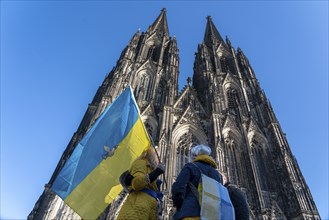 Peace demonstration against the war in Ukraine, instead of the Rose Monday parade in Cologne, with